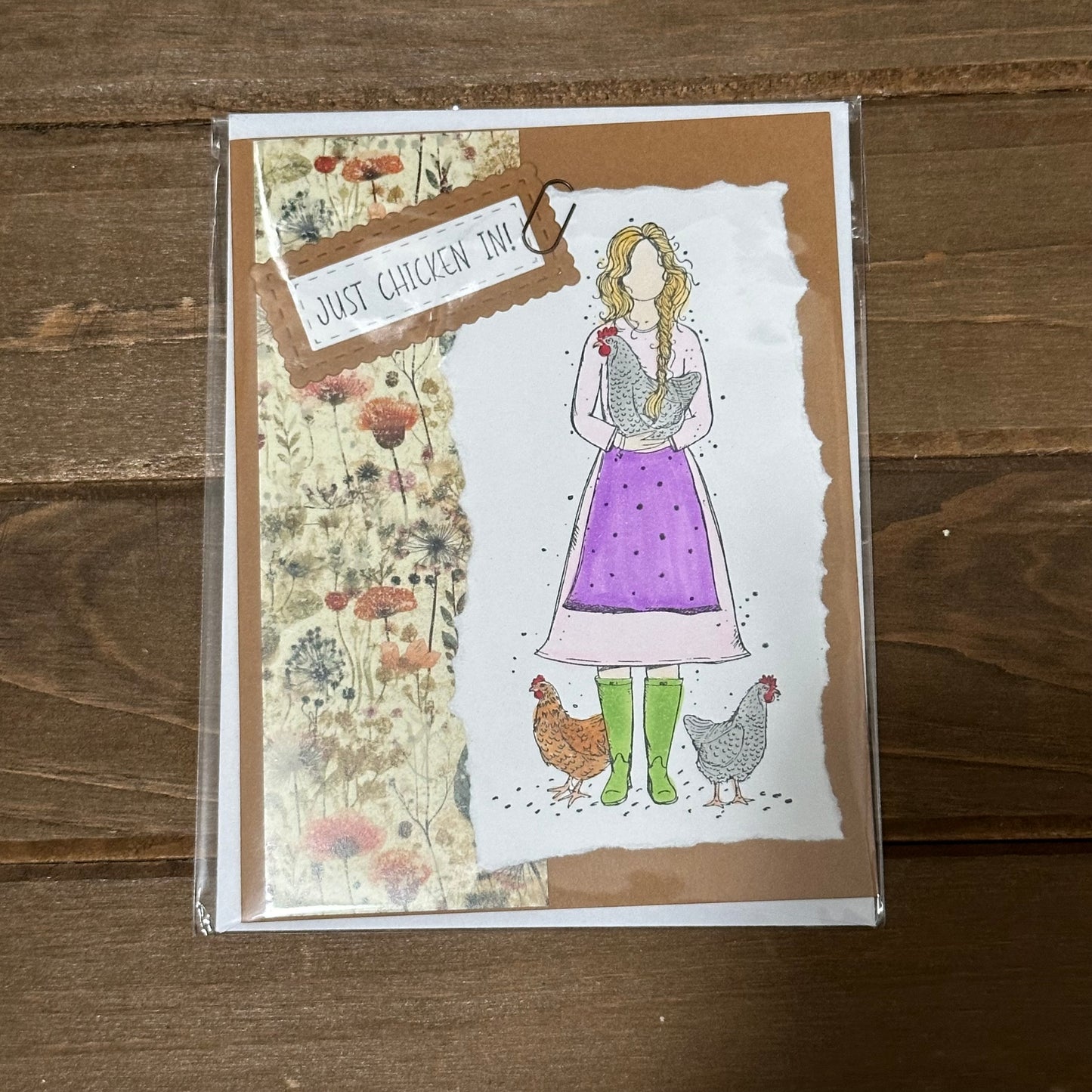 Chicken Lady- Just Chicken in! Card (Blonde)