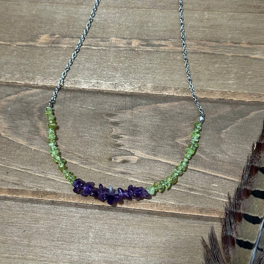 Peridot + Amethyst Chip Necklace