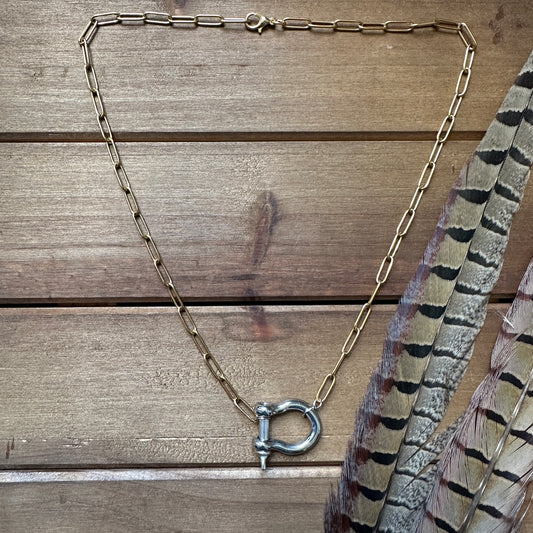 Libby Necklace (silver w/ gold chain)