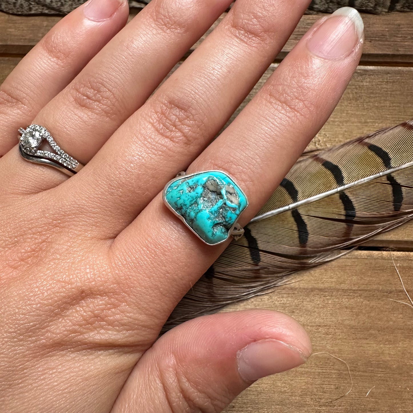 Sleeping Beauty Nugget Turquoise Ring (size 7.5)