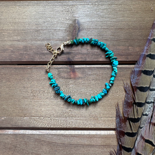 Golden Turquoise Chip Bracelet