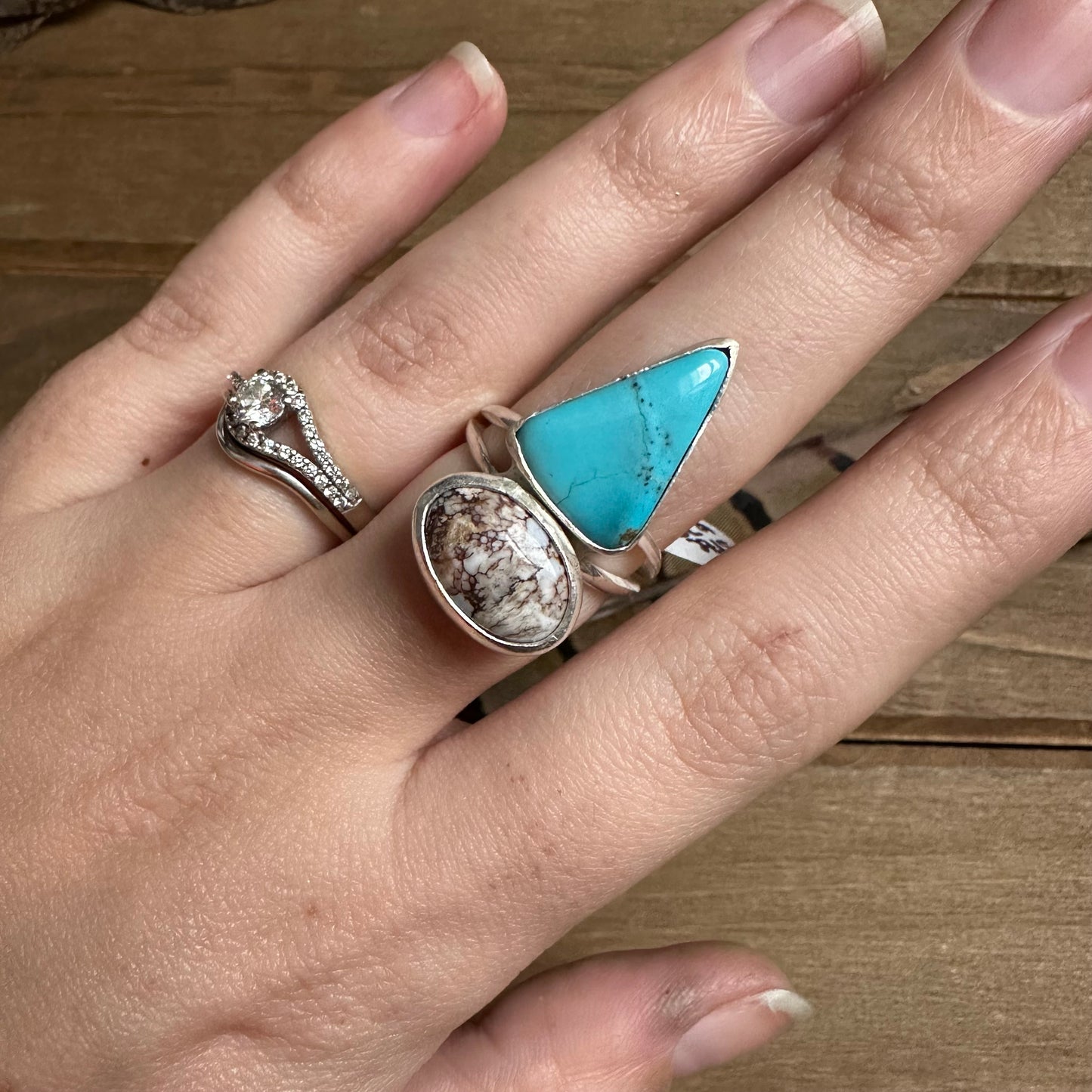 White Buffalo & Hubei Turquoise Ring (size 6.75)