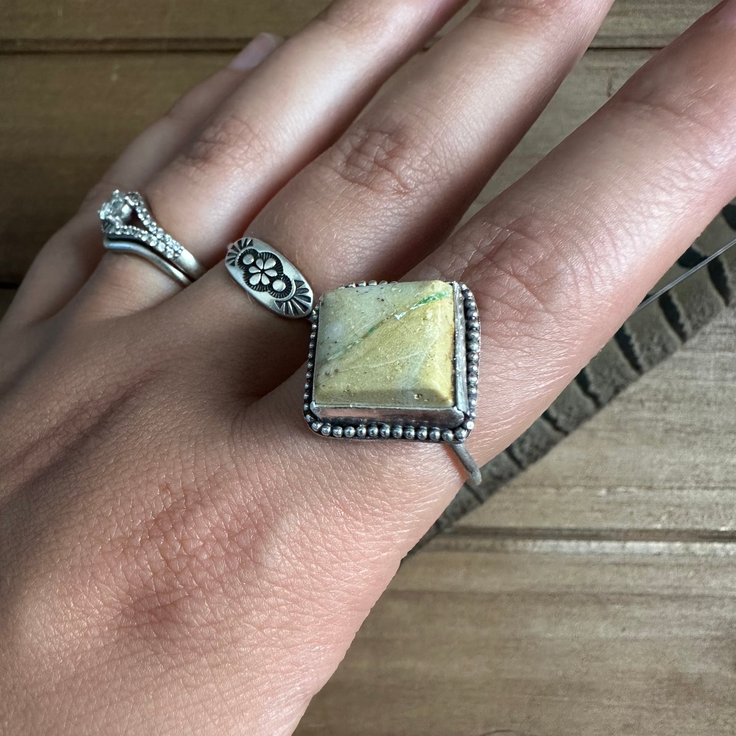 Square Royston turquoise Ring (size 8)