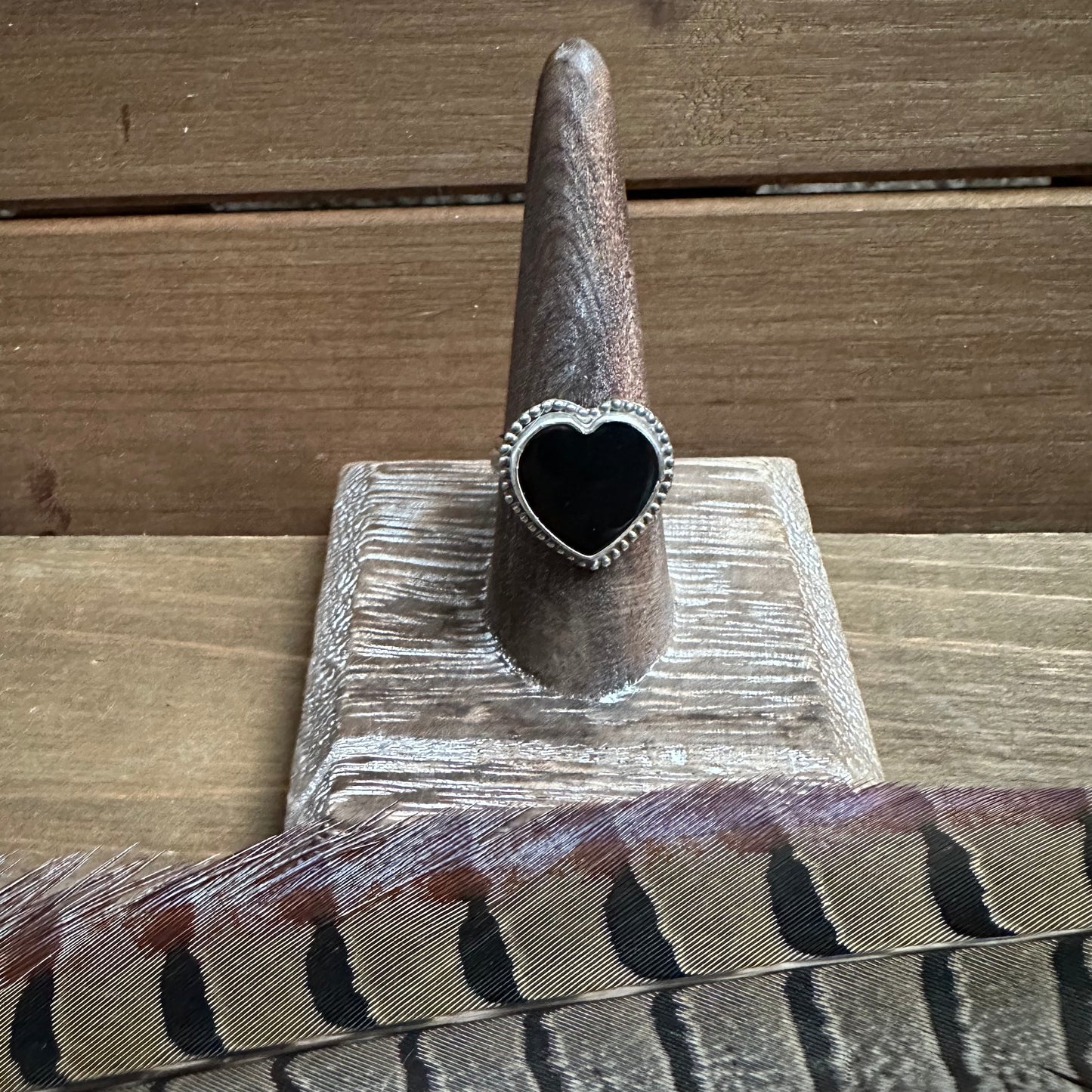Onyx Heart Ring (size 8.25)