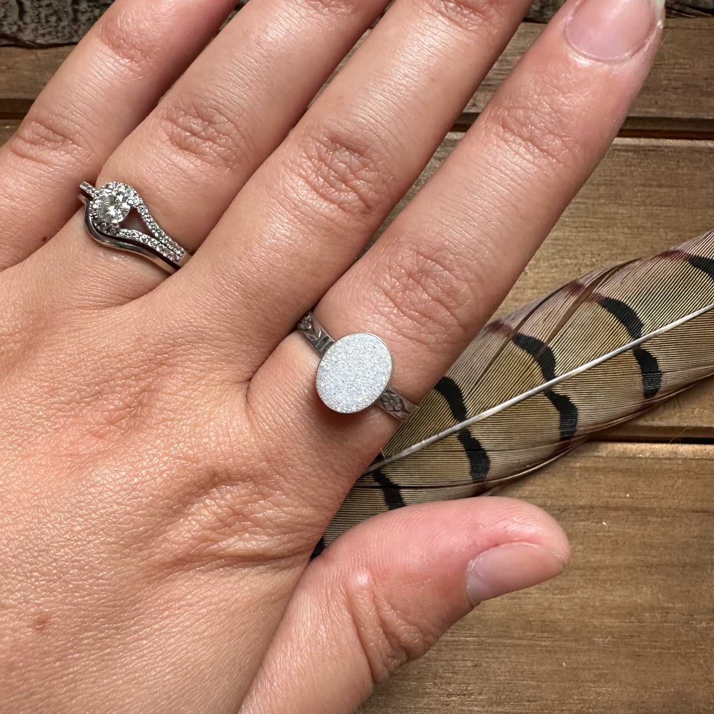 White Druzy Ring (size 9)