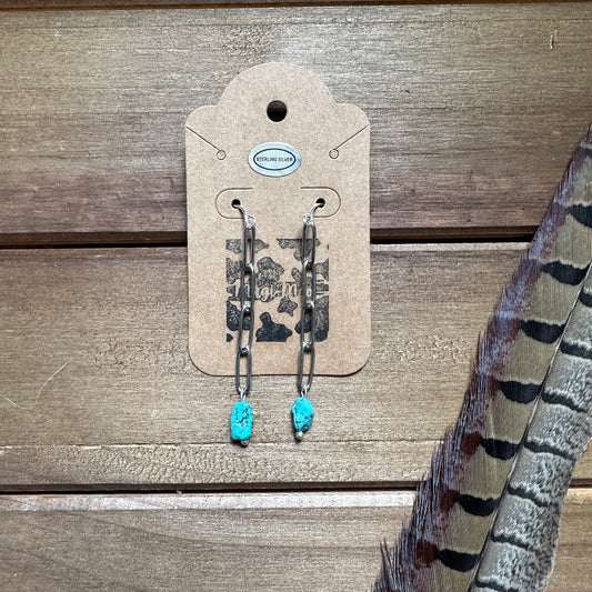 Turquoise Paper Clip Chain Earrings
