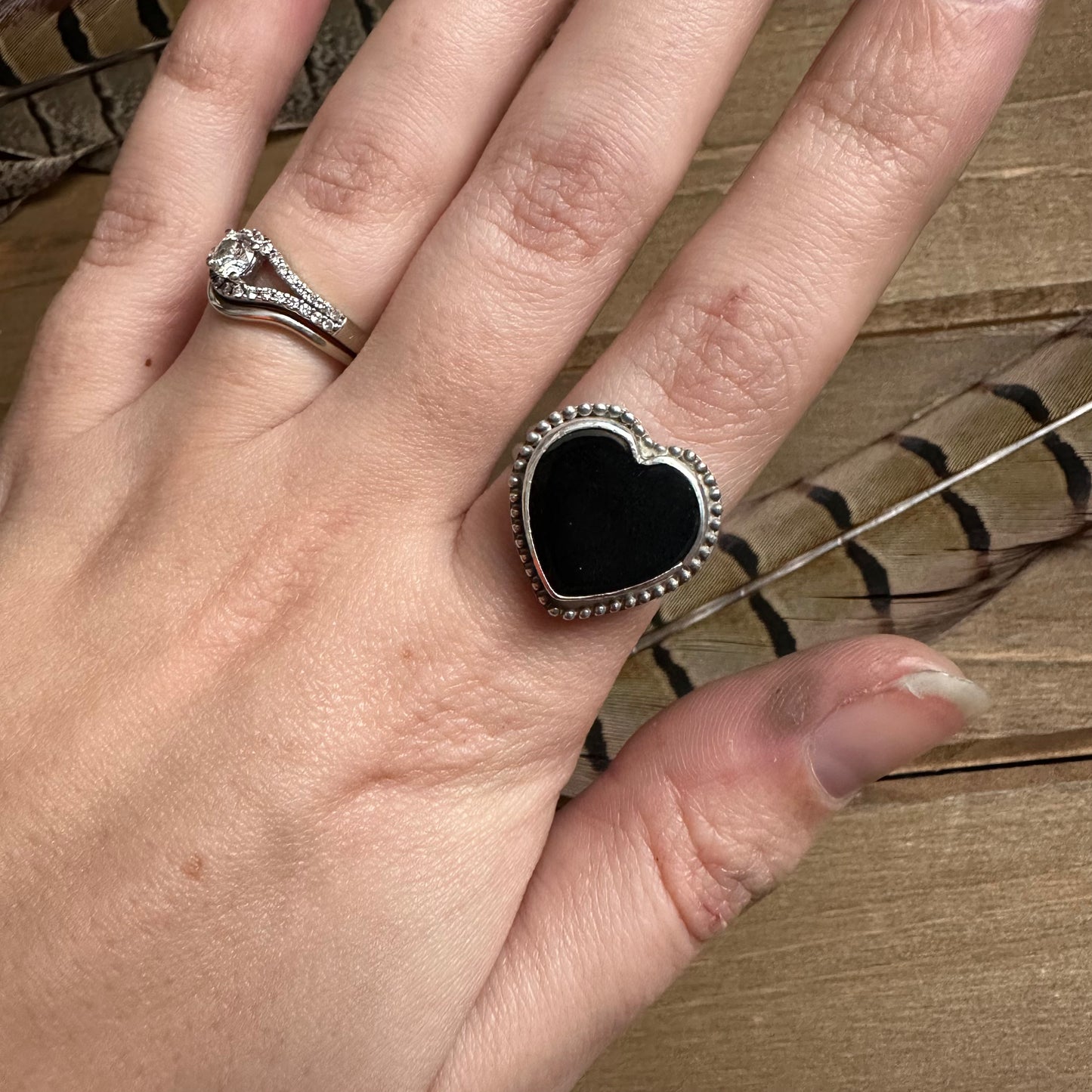 Onyx Heart Ring (size 8.25)