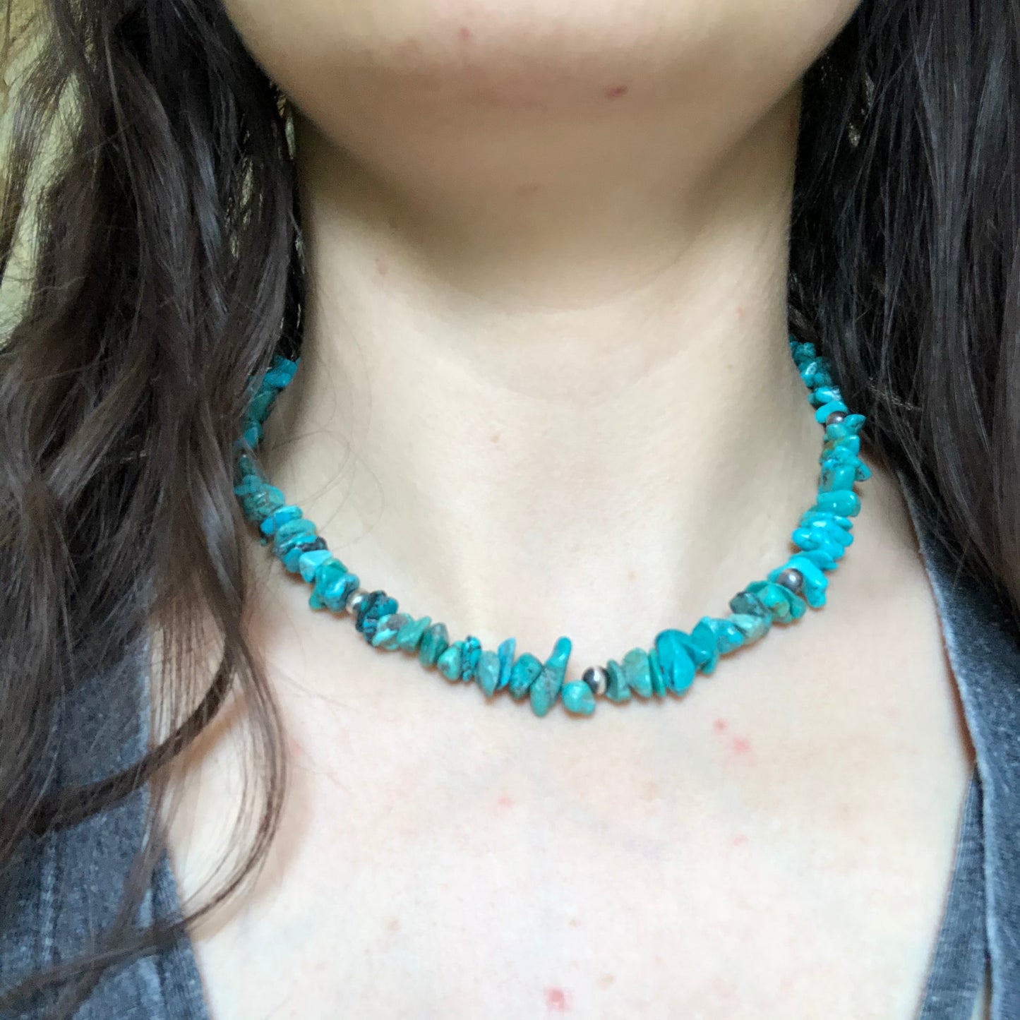 The ‘Rolling Brook’ Turquoise & Navajo Pearl Necklace