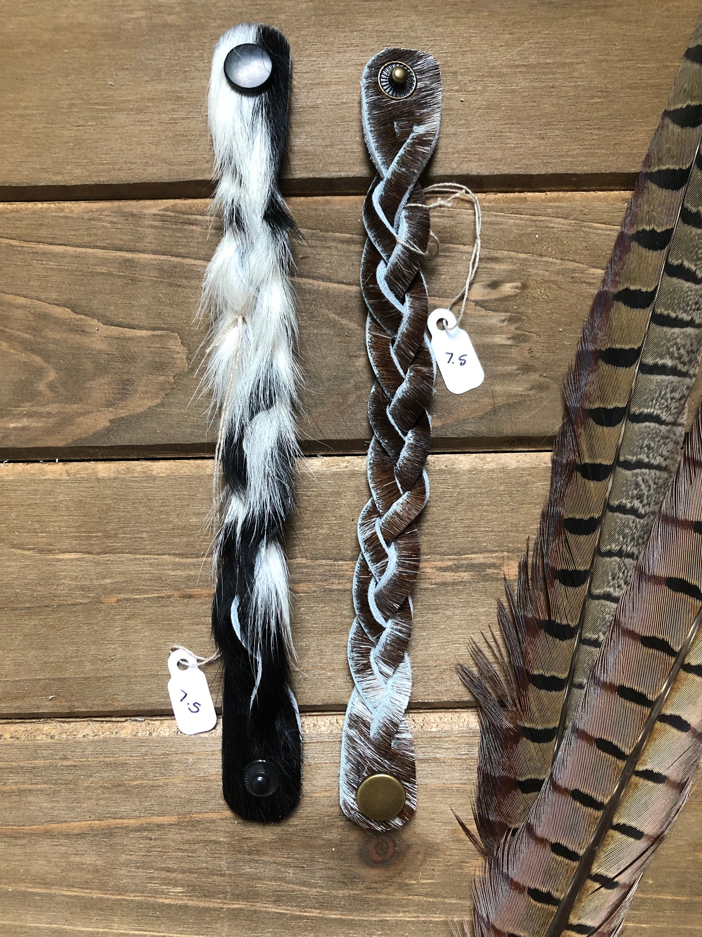 Braided Cowhide Bracelet (size 7.5)