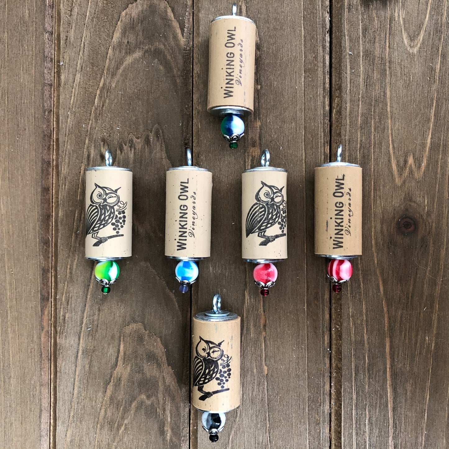 Winking Owl- Wine Cork Pendant (Comes with Chain)