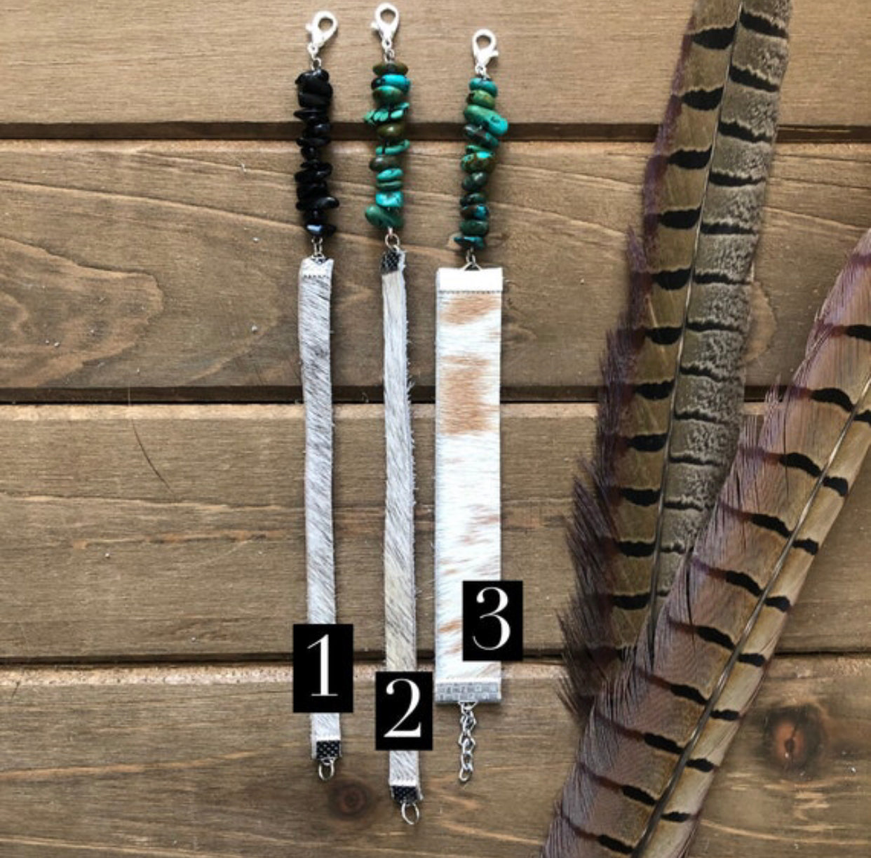 Rocky Bovine Cowhide + Stone Bracelet