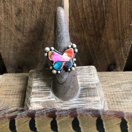 Pink Dahalia Butterfly Ring