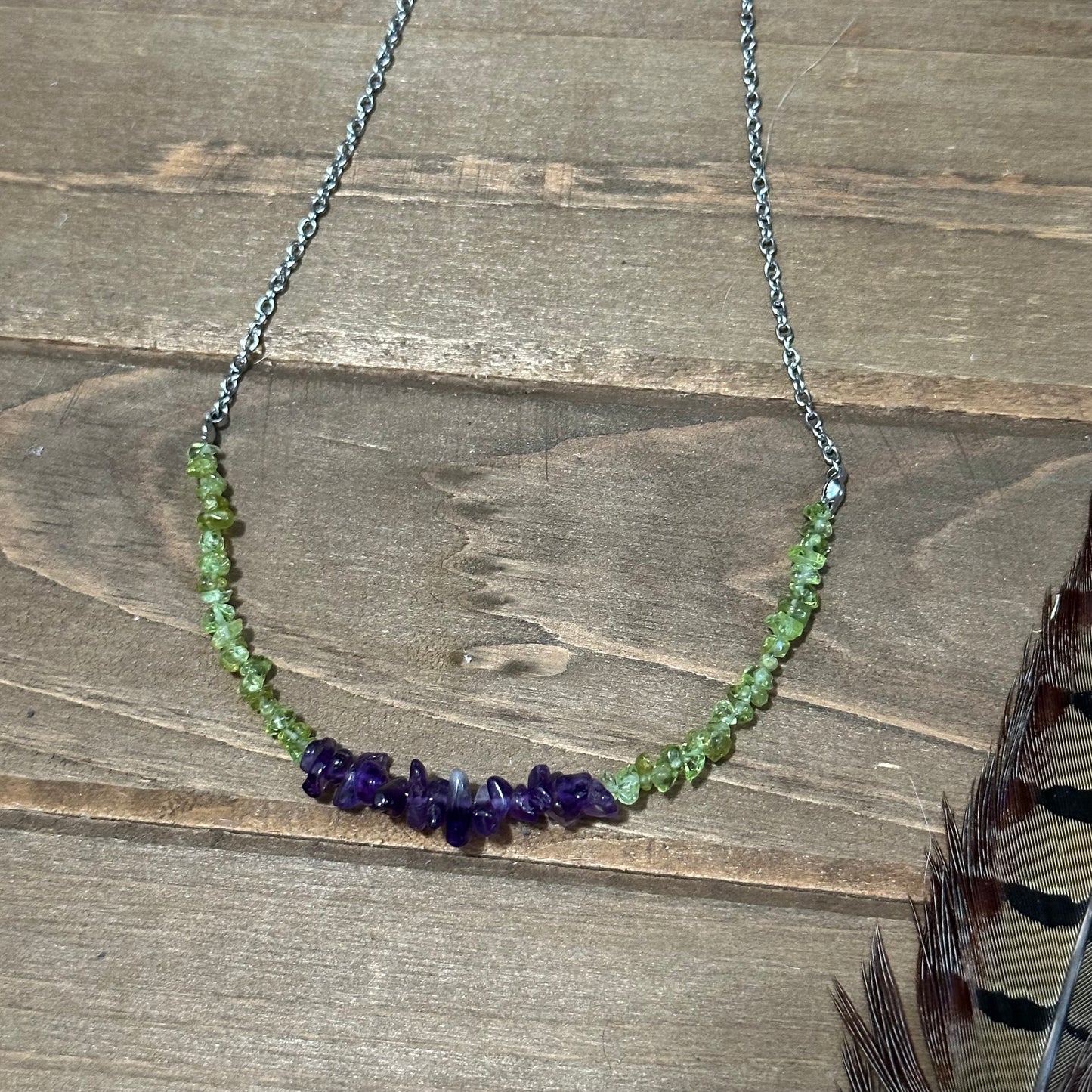 Peridot + Amethyst Chip Necklace