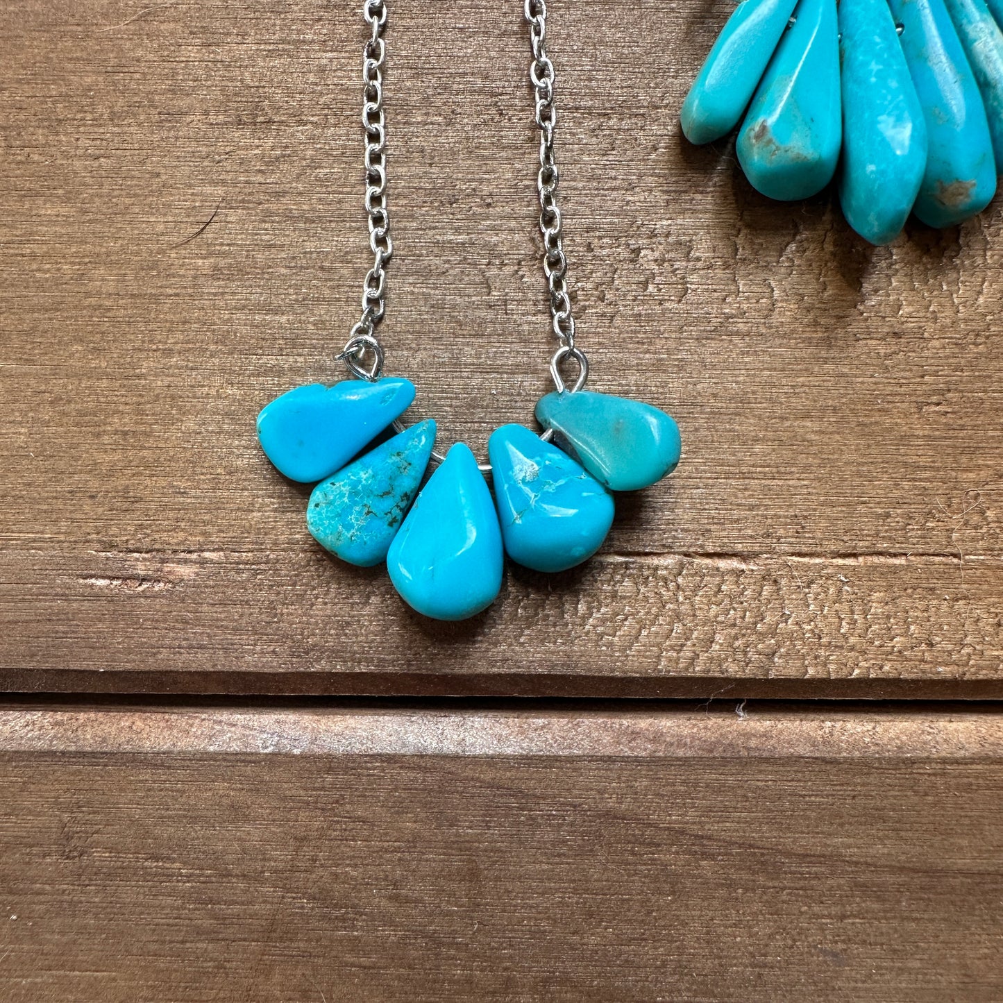 Faux Turquoise Petal Necklace