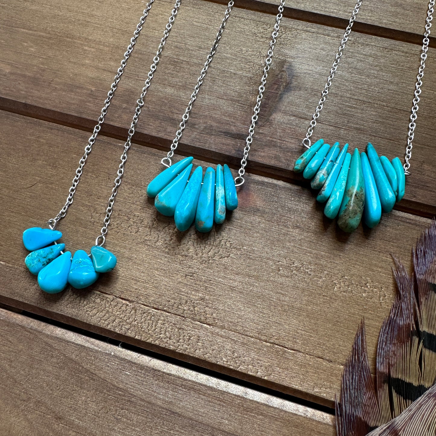 Faux Turquoise Petal Necklace