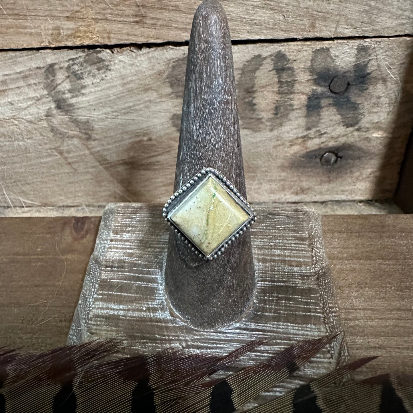 Square Royston turquoise Ring (size 8)