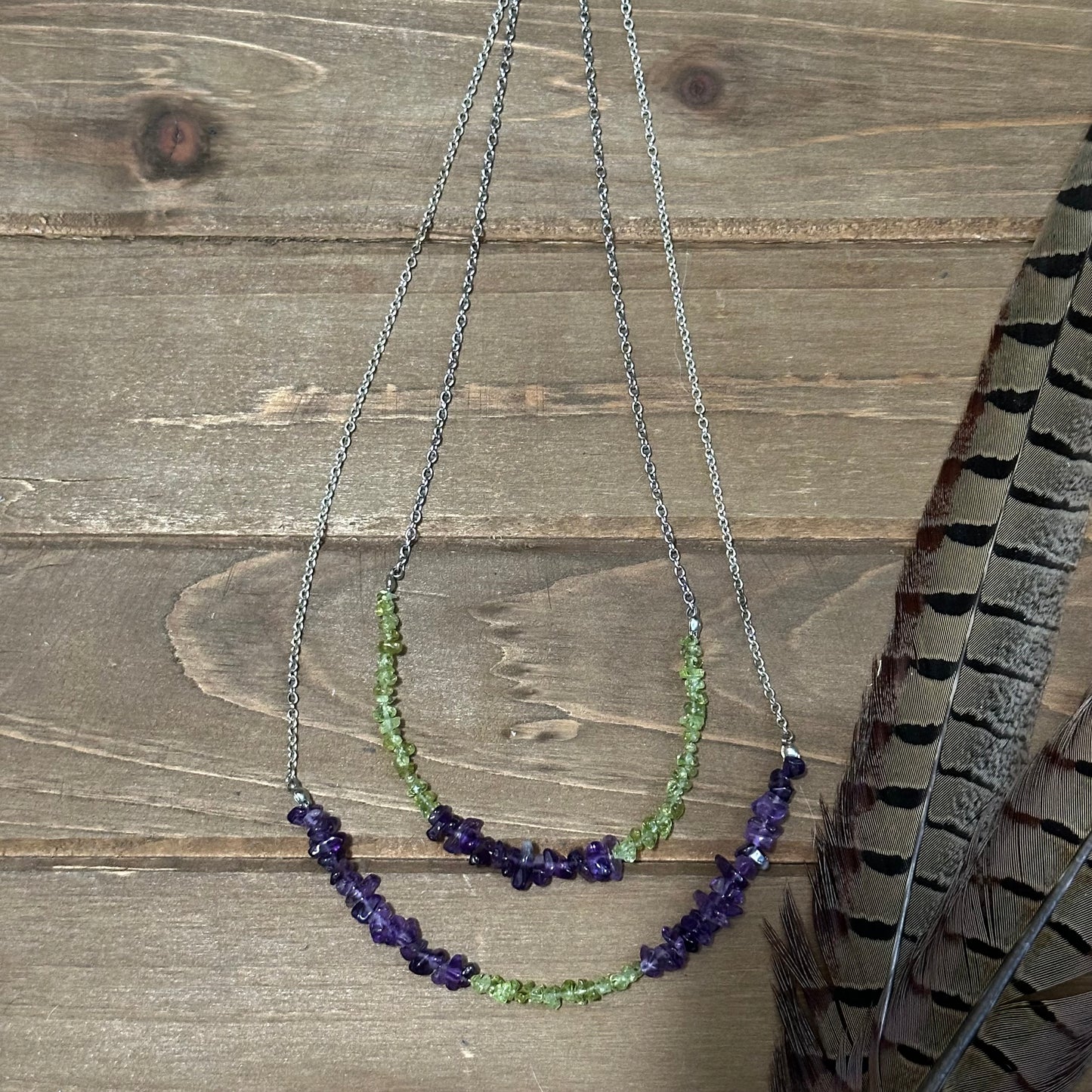 Peridot + Amethyst Chip Necklace