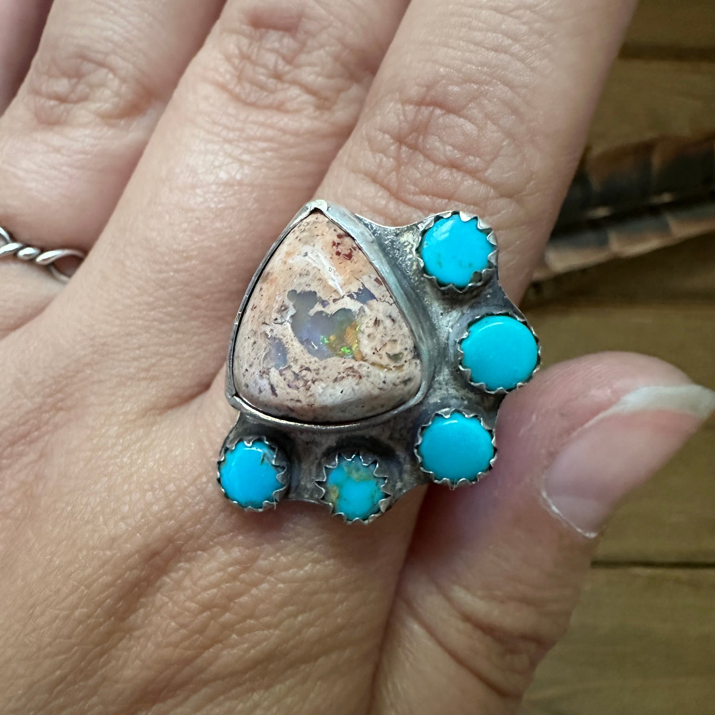Fire Opal and Sonora Gem Ring (size 11.5)