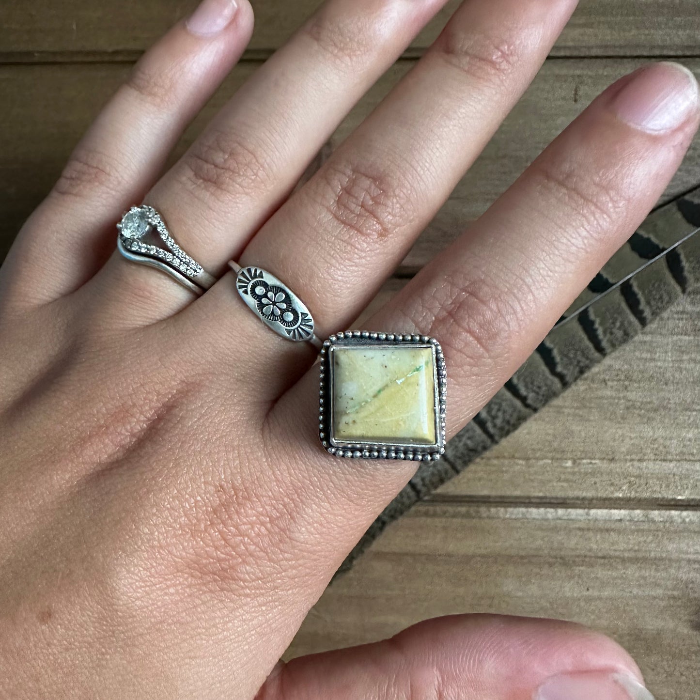 Square Royston turquoise Ring (size 8)