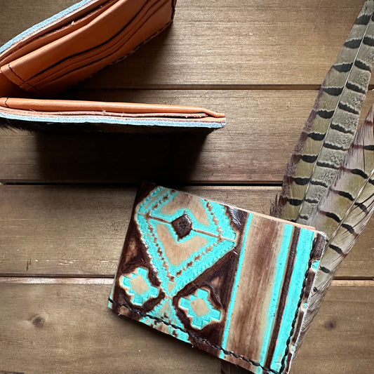 Aztec Pattern Leather Wallet