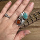 Turquoise & Fire Opal Ring (size 6.75)