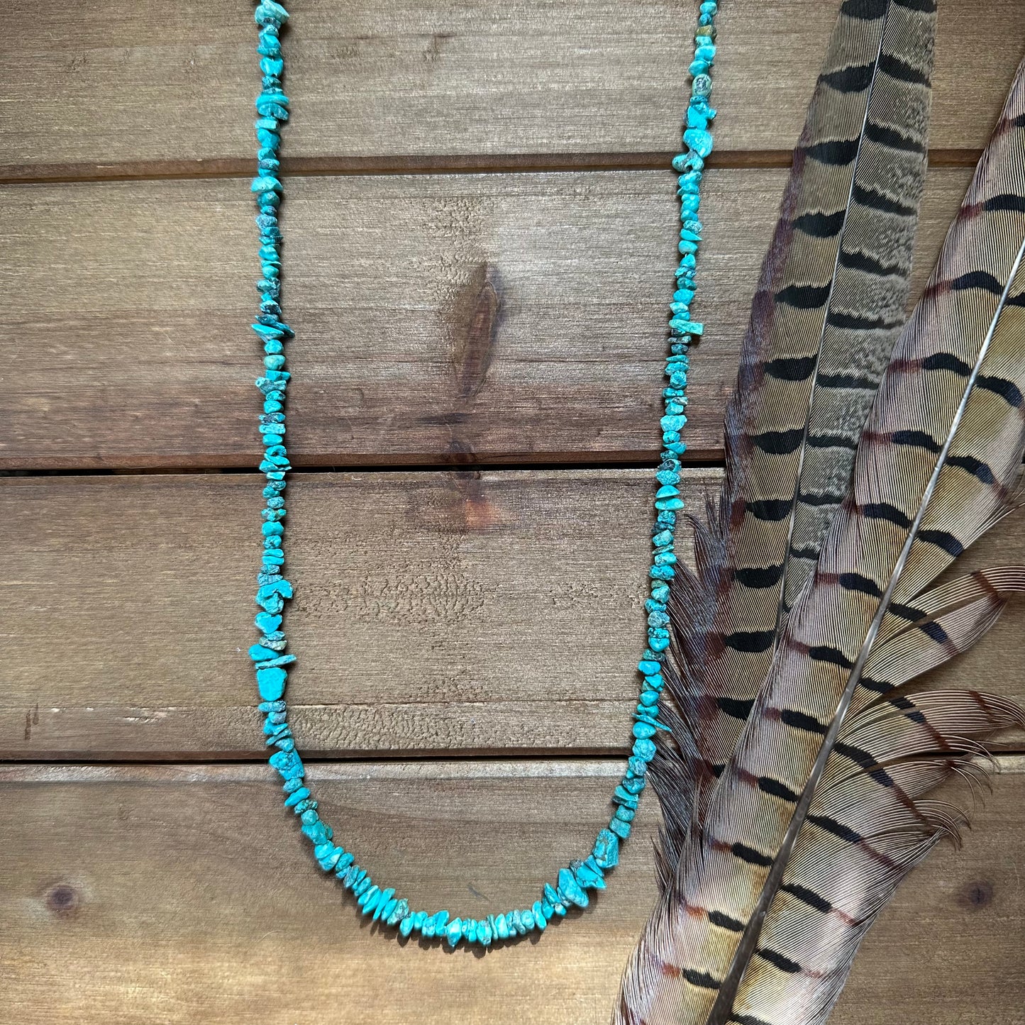 Long Turquoise Chip Necklace