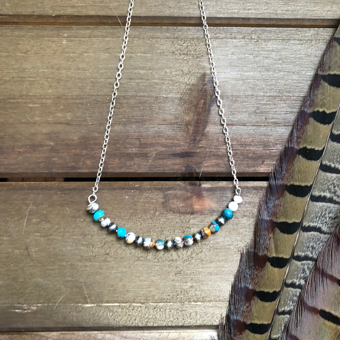 Mini Western Skies- Spiny Oyster-Turquoise & Navajo Pearls