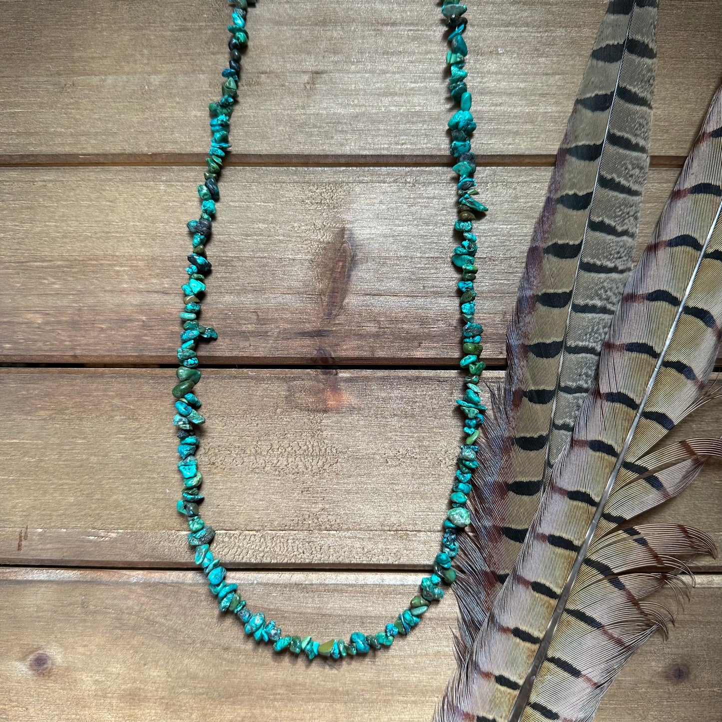 Long Turquoise Chip Necklace