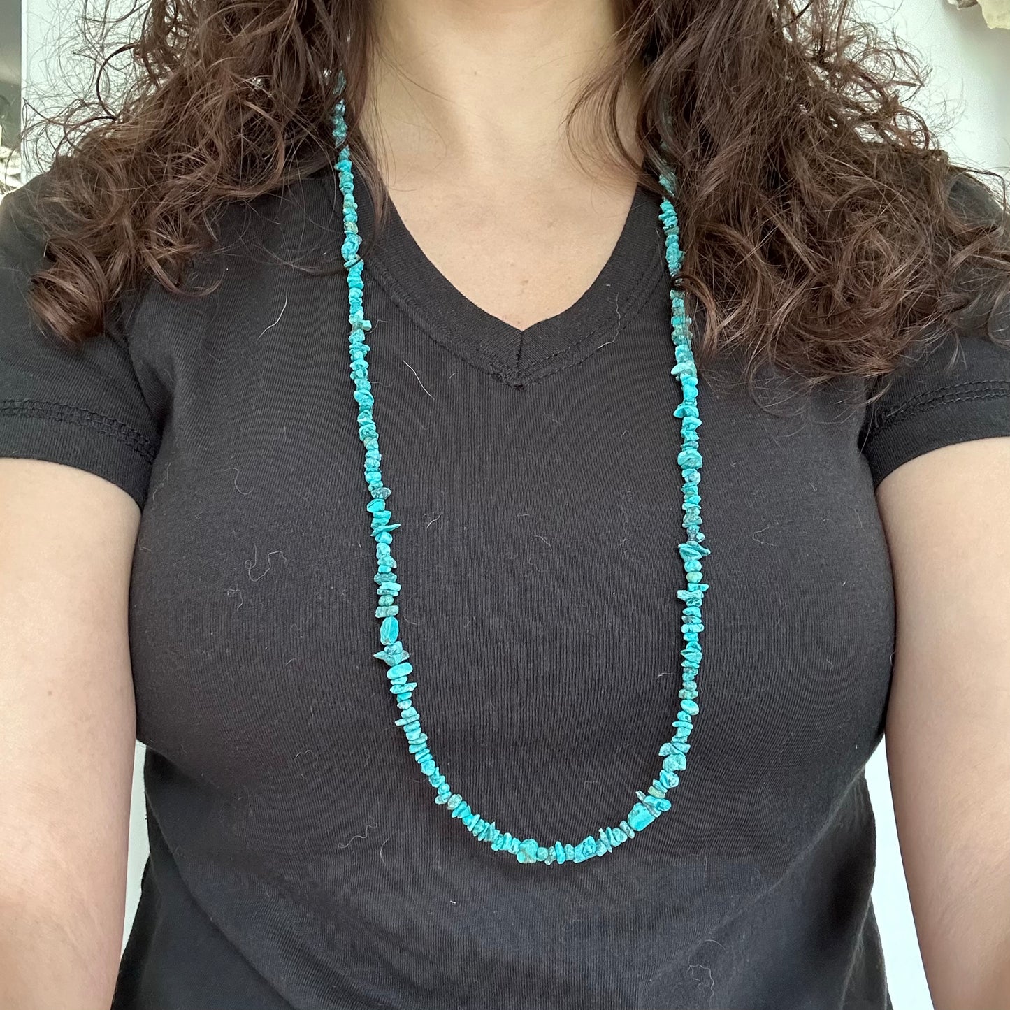 Long Turquoise Chip Necklace