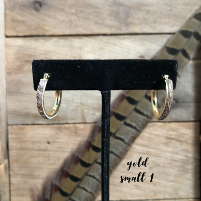 Cowhide Hoops -Small gold