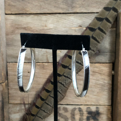 Cowhide Hoops - BIG Silver or Gold