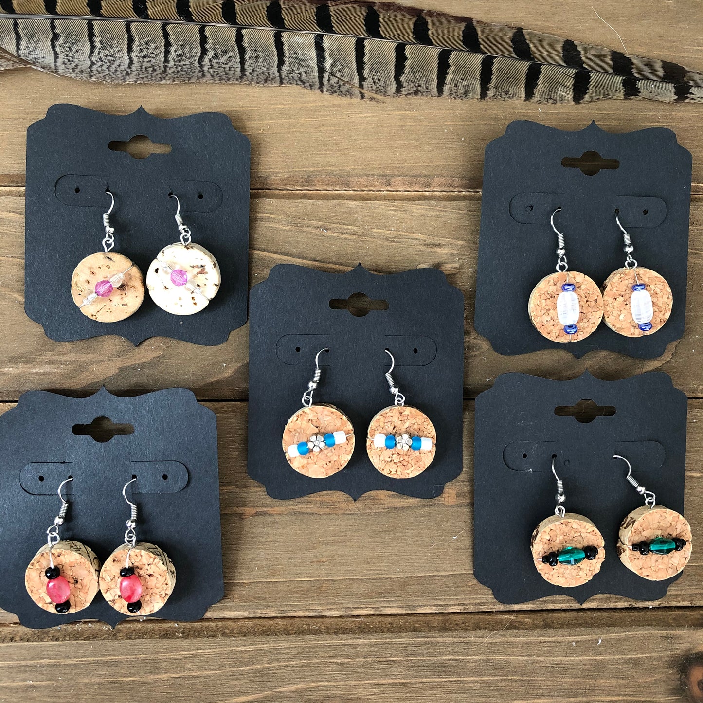 Wrapped Wine Cork Earrings