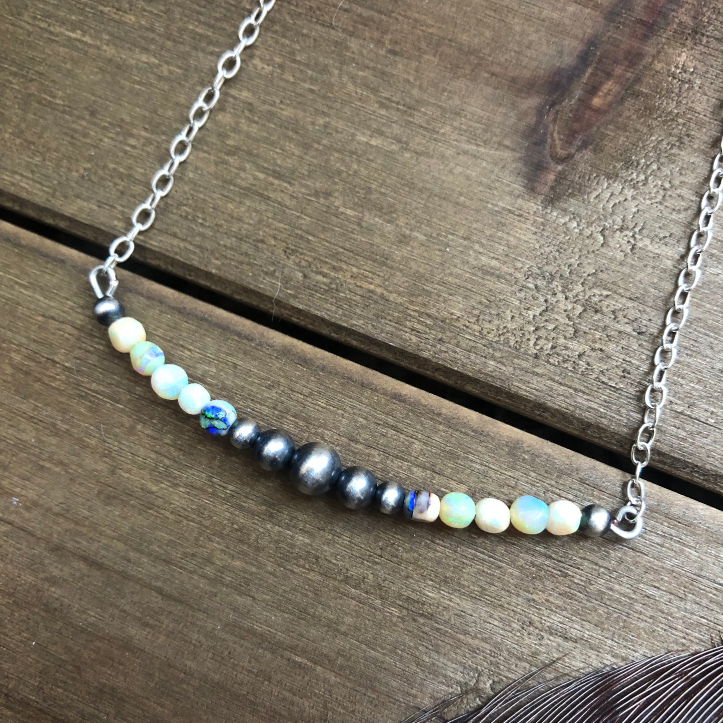 Mini Opal Goddess- Sterling Opal & Navajo Pearls