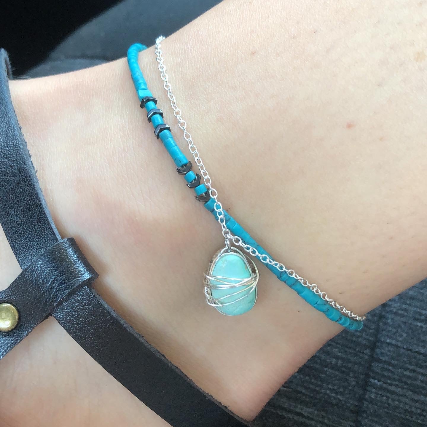 Stillwater -Turquoise Heishi Anklet