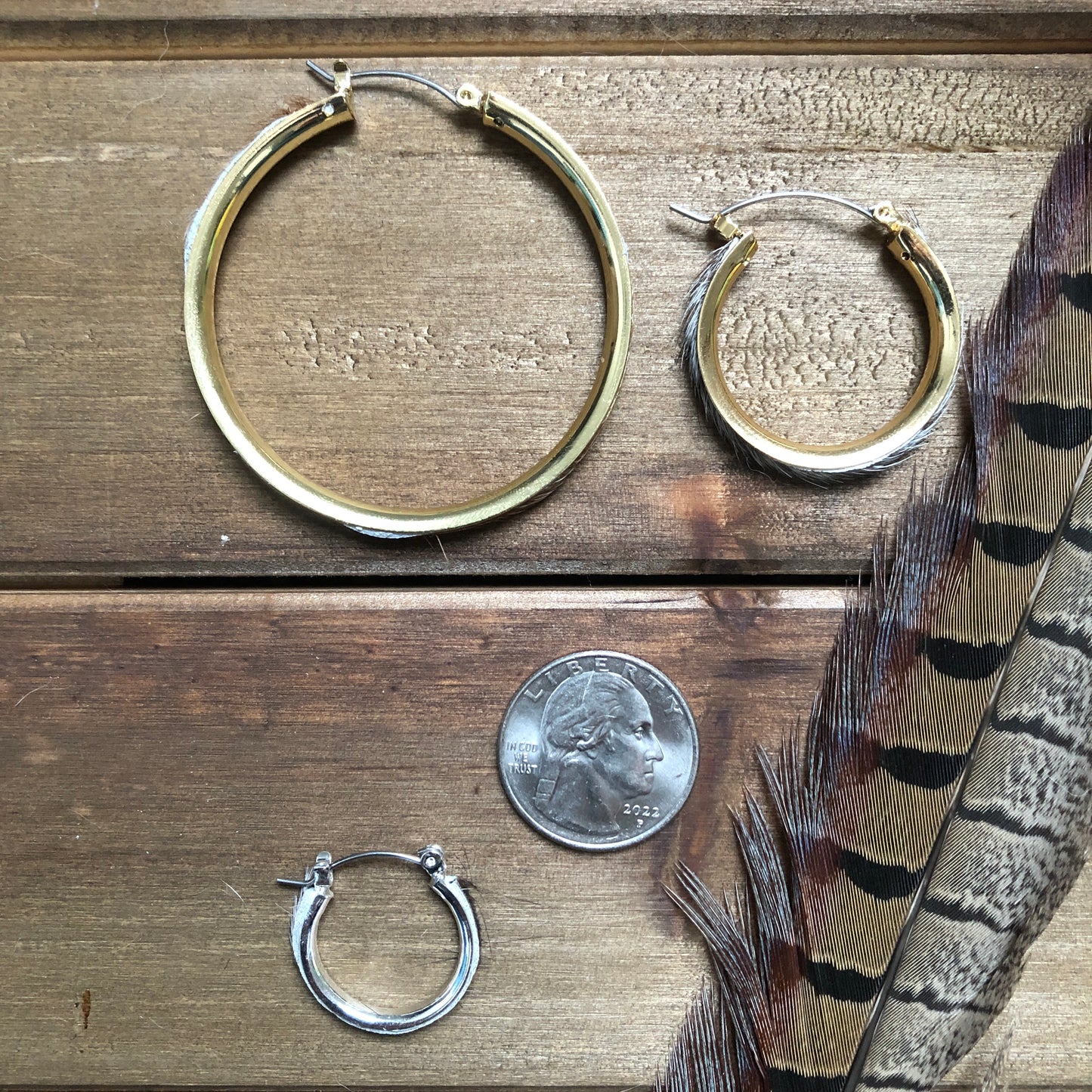 Cowhide Hoops - BIG Silver or Gold