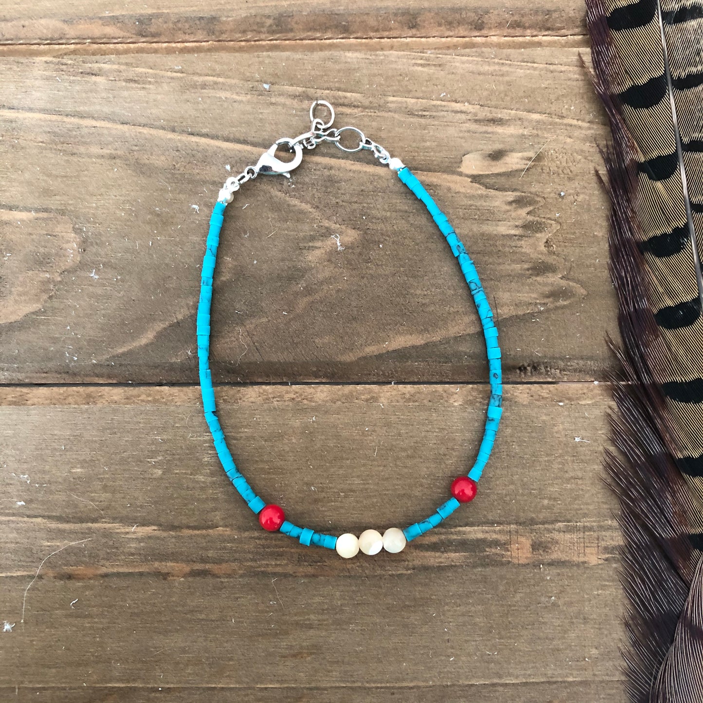 Red White & Turquoise bracelet