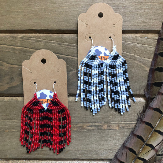 Buffalo Plaid Fringe Earrings