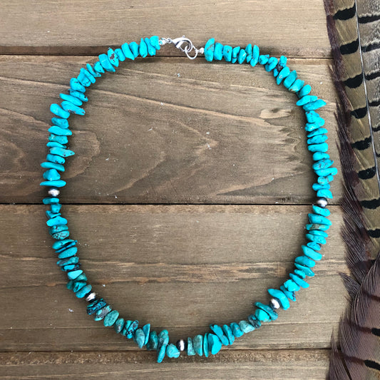 The ‘Rolling Brook’ Turquoise & Navajo Pearl Necklace