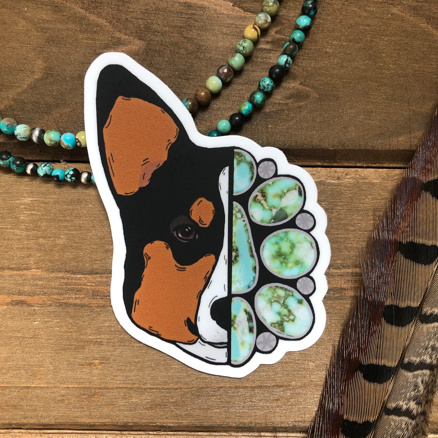 Turquoise and Corgi Sticker