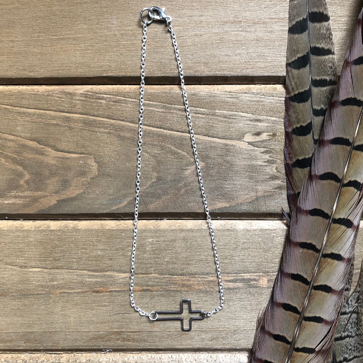 Blessed - Open cross, simple choker-necklace (14inches or 16inch option)