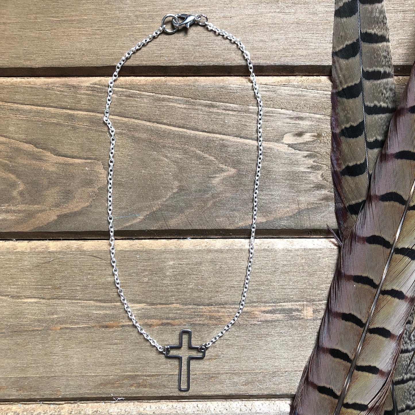 Blessed - Open cross, simple choker-necklace (14inches or 16inch option)