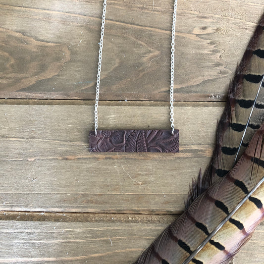 Brown Leather Bar Necklace