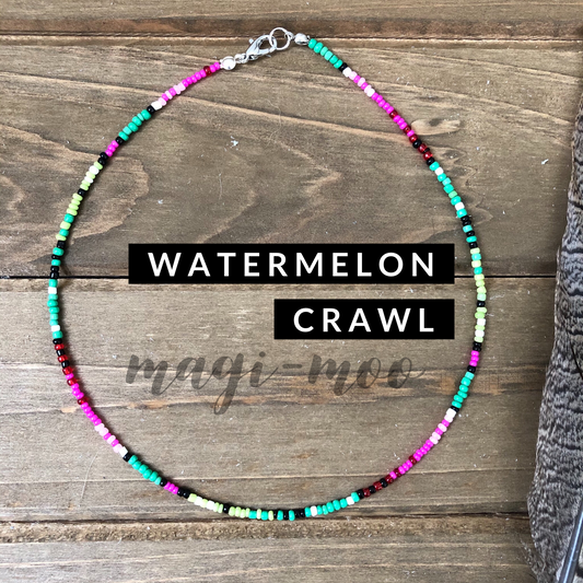 Watermelon Crawl Serape Choker Necklace