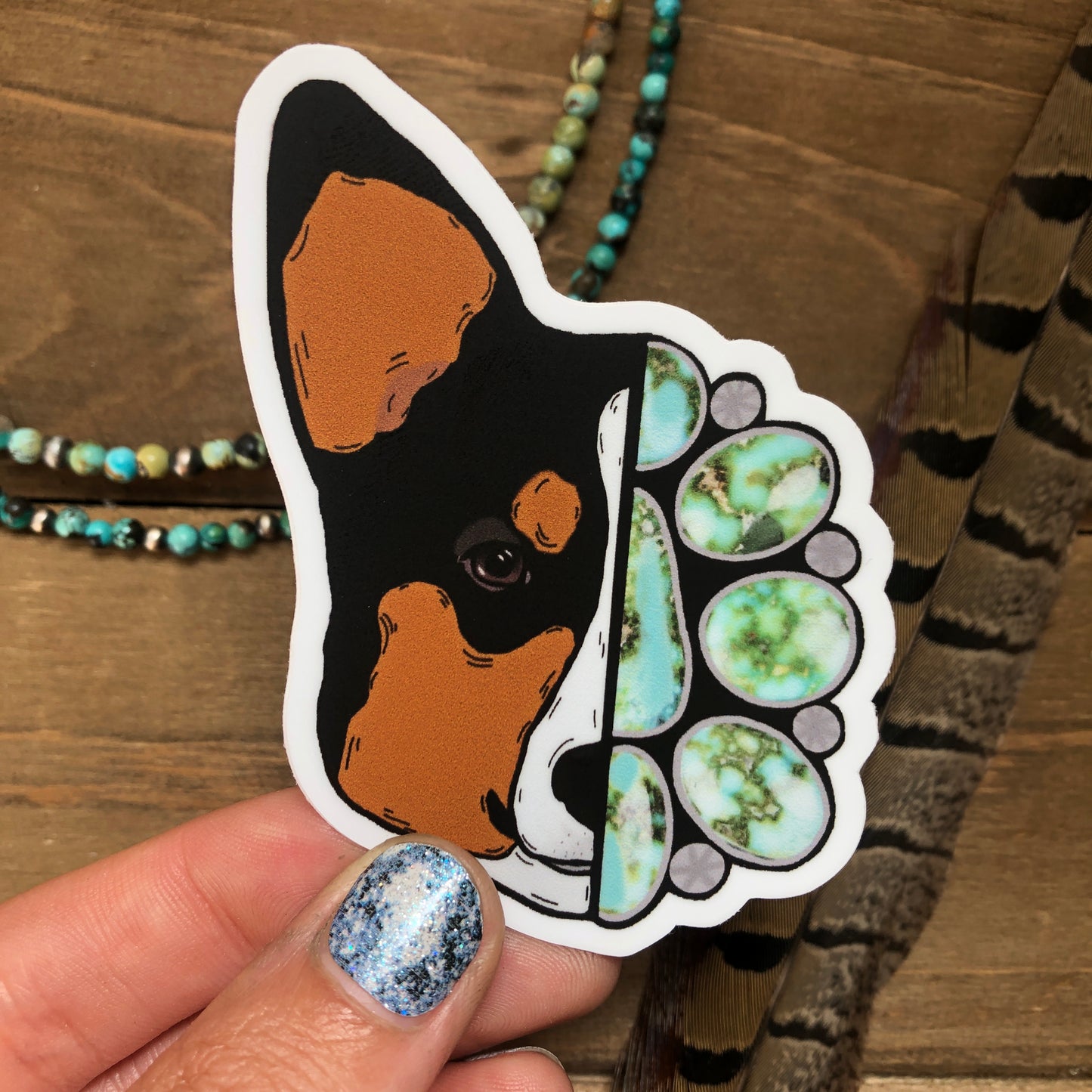 Turquoise and Corgi Sticker