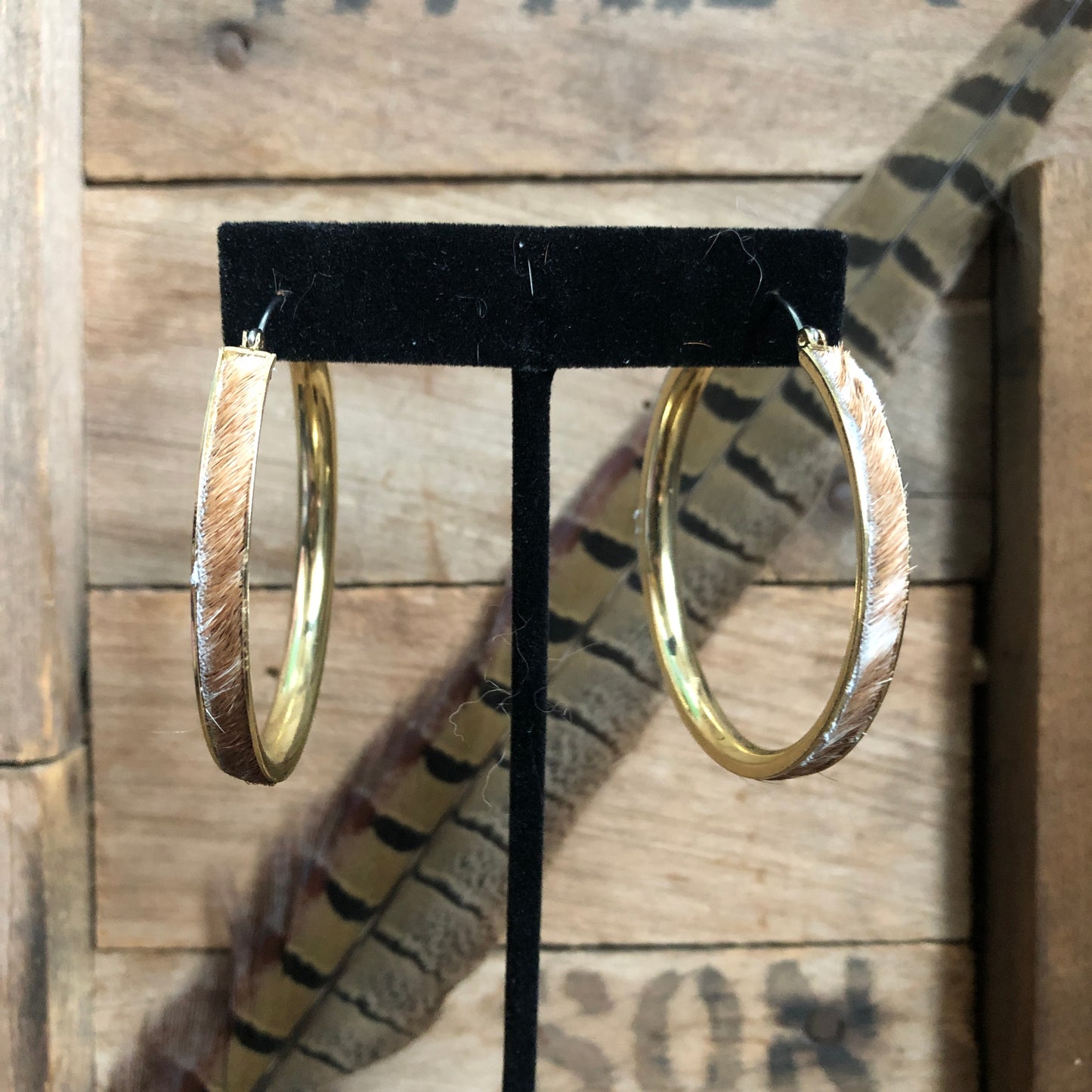 Cowhide Hoops - BIG Silver or Gold